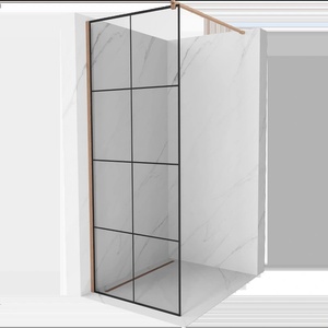 Mexen Kioto душ параван Walk-in 80 x 200 cm, черна решетка 8 mm, полирана мед (800-080-101-65-77)