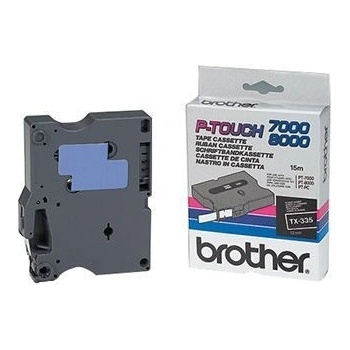 Brother TX-335, 12mm x 15m, бял печат / черен фон, оригинална лента (TX335)
