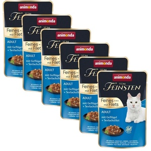 Animonda Vom Feinsten Cat Adult - птиче месо и филе от треска 6 x 85 г