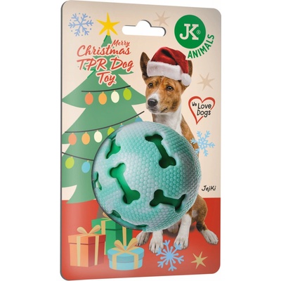 JK ANIMALS TPR Vianočná hračka lopta pískacia 7,5 cm