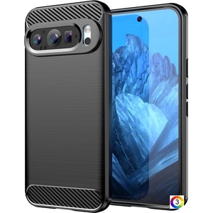 Google Pixel 9 Pro / Pixel 9 Удароустойчив Carbon Fiber Калъф и Протектор