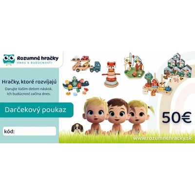 Elektronický darčekový poukaz Rozumné hračky.sk v hodnote 50 €
