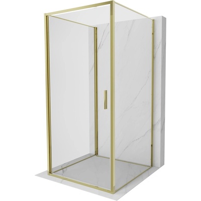 Mexen Exo-3S душ кабина 3-стенна с въртяща се врата 95 x 95 см, прозрачна, златна (817-095-095-50-00-3S)