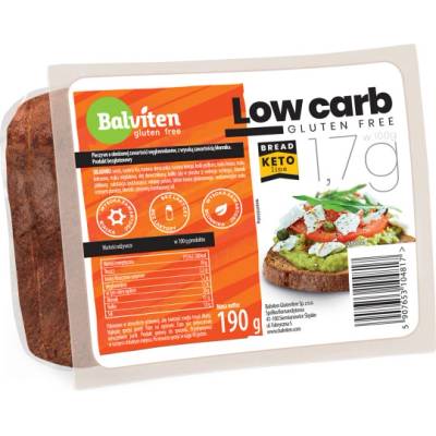 BALVITEN Chléb cereální, LOW CARB, bez lepku, 190g