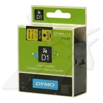 DYMO D1 53718, S0720980, 24 mm x 7 m, черен печат/жълт фон, оригинална лента (53718)