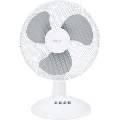Muhler Вентилатор настолен 16'' Muhler FM-16, Мощност 40W, Механично управление, 3 скорости, 3 перки, Осцилация, Бял със сив (KT-1003841)