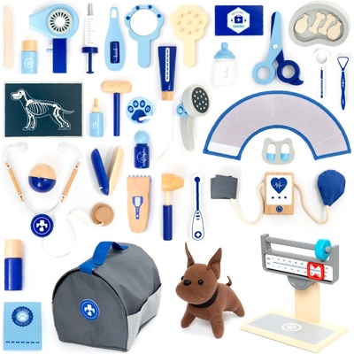 UMU Veterinary set играчка за подреждане от дърво Blue 3y+