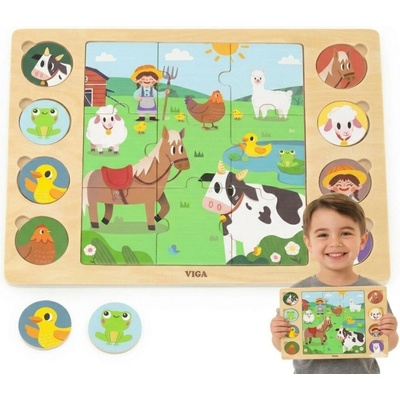 Viga Wooden Puzzle Guess By The Shadow Farm Jigsaw 17 ks