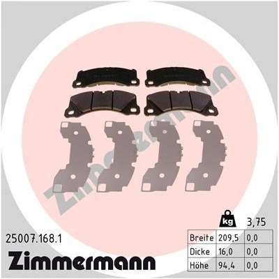 Sada brzdových platničiek kotúčovej brzdy ZIMMERMANN 25007.168.1