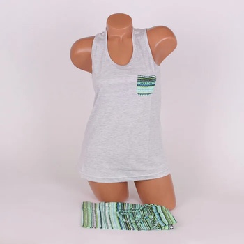 Image 1 of Дамска пижама в сиво и ефектен десен в зелено