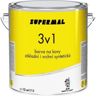 Supermal 3v1 S2177 0199 čierna vrchná syntetická farba na kovy, 2,5 l