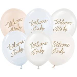 Party Deco Балони Welcome Baby - Комплект от 6 - Син (SB14P-342-001-6)