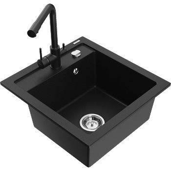 Mexen Vito мивка от гранит с 1 камера и кухненски смесител Duero, черен - 6503-77-671600-70 (6503-77-671600-70)
