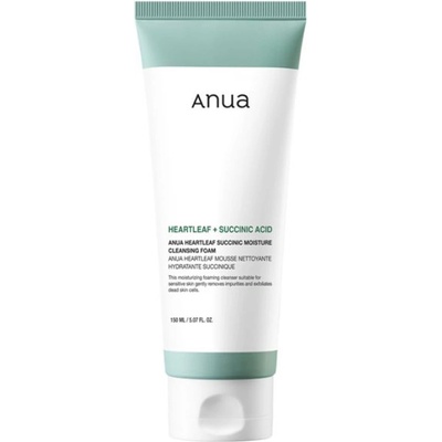 Anua Heartleaf Succinic Moisture Cleansing Foam - Успокояваща почистваща пяна за лице с янтарна киселина 150мл