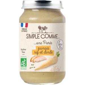 Simple Comme Био зеленчуково пюре Simple Comme - С пуешко, пащърнак и ориз, 6 м+, 190 g (3288131900643) - baby