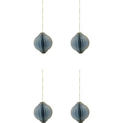 House Doctor Papierové vianočné ozdoby Alsta Light Blue Ø 8 cm – set 4 ks