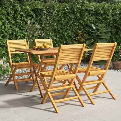 vidaXL Градински трапезен комплект, 5 части, тиково дърво масив (3155011)
