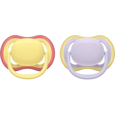 Philips Залъгалки Philips Avent - Ultra Air, 0-6 м, с кутийка, 2 броя, пастелни, жълта/лилава (SCF087/03)