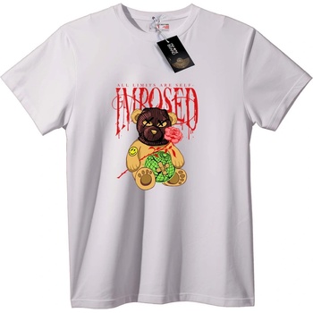 NOONEBRAND Тениска Мечка Самоналожени Ограничения - 2XL, White