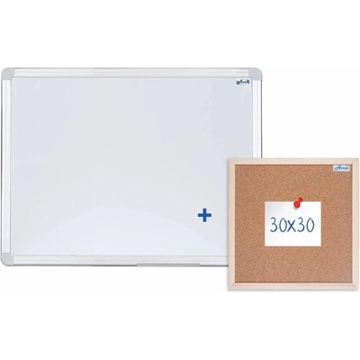 AVELI tabuľa 60 x 45 cm hliníkový rám + korková nástenka 30 x 30 cm SET-00090