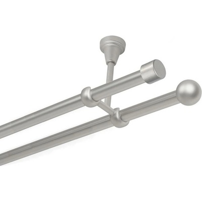 OK-GarnýžeCZ Garnýž kovová dvouřadá 19mm Pullo satina 160 cm do stropu / na tunýlek - bez kroužků
