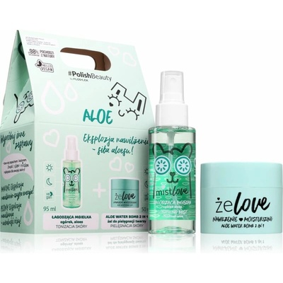 FlosLek Laboratorium Aloe upokojujúci hydratačný gél na tvár a krk 50 ml + hydratačná hmla 95 ml darčeková sada