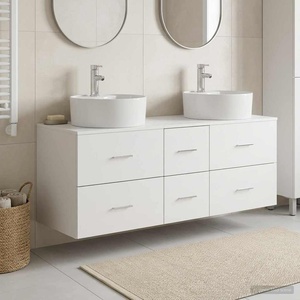 vidaXL Комплект мебели за баня 3 бр. Бяло 129 x 44.5 x 80 см (3405883)
