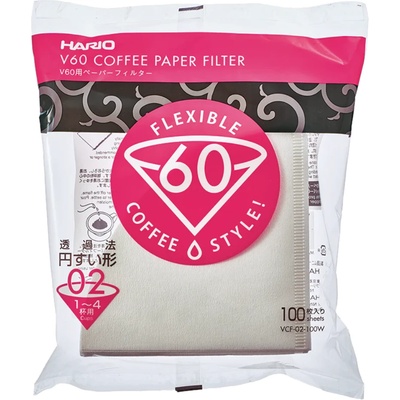 HARIO Хартиени филтри Hario - Бяло, V60-02 - 100 бр (VCF-02-100W)
