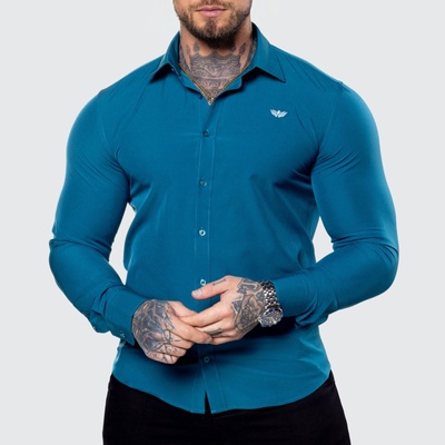 Iron Aesthetics strečová košeľa slim stretch smaragdová