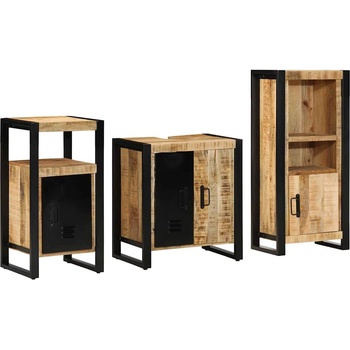 vidaXL Комплект мебели за баня с чекмедже 3 pcs Солидно мангово дърво (3305610)