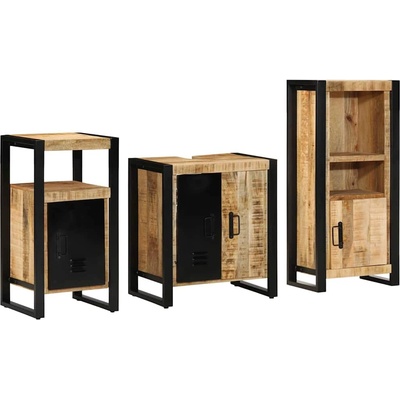 vidaXL Комплект мебели за баня с чекмедже 3 pcs Солидно мангово дърво (3305610)