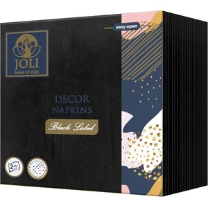Joli черни салфетки лукс двупластови 30 бр