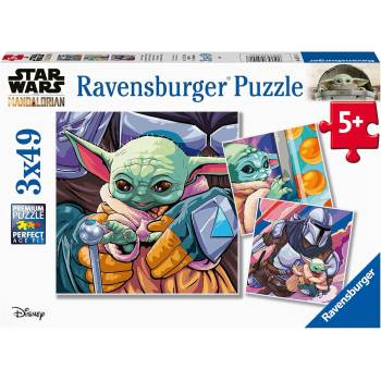 Ravensburger Детски пъзел Ravensburger 3 x 49 части - Мандалорецът: Моменти на Грогу (5241)