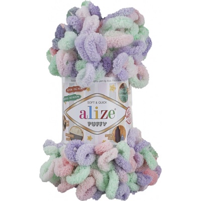 Alize příze Puffy color 5938 růžová, fialová, zelená