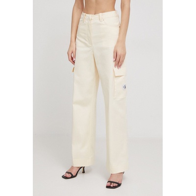 Calvin Klein Jeans Панталон Calvin Klein Jeans в бежово със стандартна кройка, с висока талия J20J222607 (J20J222607)