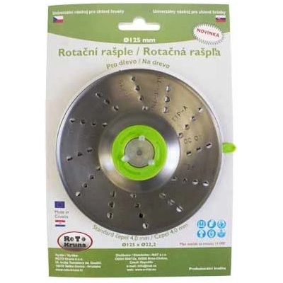 Rotační rašple na obrábění dřeva, plastu, gumy, pryskyřice a jiných měkkých materiálů Roto Kruna - 125x22.2mm, čepel 4.0mm (ROTO12540)