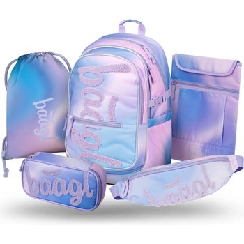 BAAGL SET 5 Core Sky: раница, пенал, торбичка, кръстна чанта, калъф за лаптоп BAAGL | Rozov | Момичешки | UNI