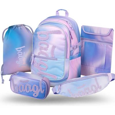 BAAGL SET 5 Core Sky: раница, пенал, торбичка, кръстна чанта, калъф за лаптоп BAAGL | Rozov | Момичешки | UNI