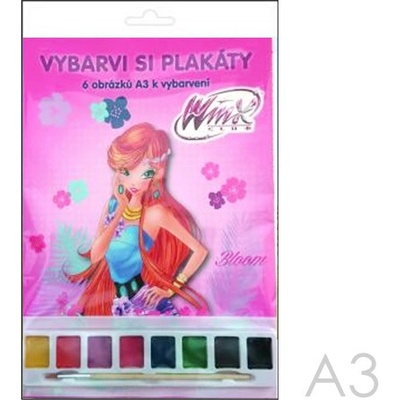 Omaľovánky A3 Akim plagátové 6ks Winx Club s vodovými farbami