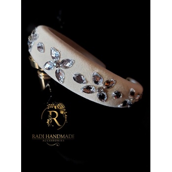 Image 1 of Radi handmade Класическа диадема екрю с камъни (654)