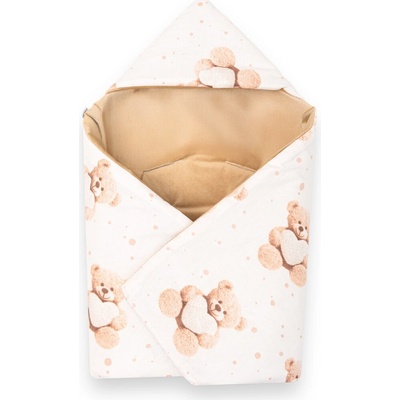 New Baby zavinovačka do autosedačky Love Teddy Bear beige