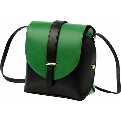 Gregorio dámska kabelka 1717-2 Black with Green Shoulder Detail Prírodná koža