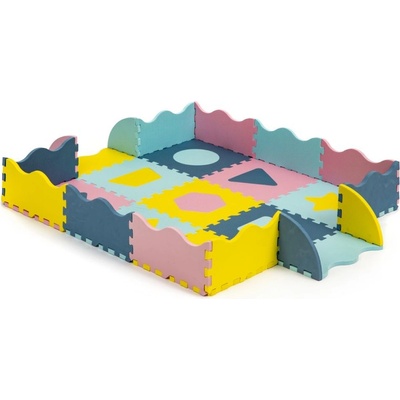 Eco Toys Detské penové puzzle 121,5x121,5cm hracia deka podložka na zem Tvary 37 dielov