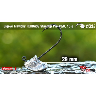 REDBASS Neváznoucí jigová hlava StandUp Pro Sickle vel.3 28 - 33mm 15g 5 ks