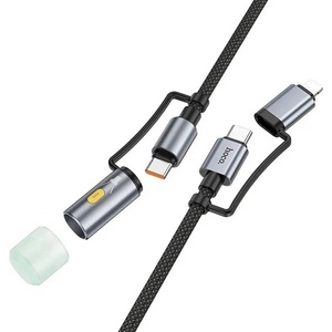 hoco. iPhone 14 Plus / 14 Pro Max / 14 Pro HOCO U138 кабел за зареждане 2 в 1 USB/Type-C - Lightning/LED светлина, 120 см, ЧЕРЕН (U138 LIGHTNING LED BLACK)