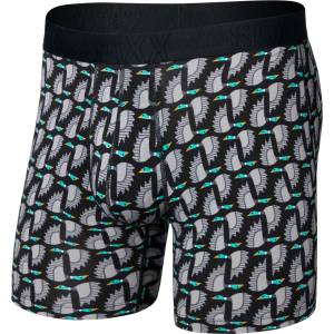 Saxx Мъжко синтетично термобельо Saxx Droptemp Cooling Cotton Boxer Brief Fly Everyday base layer - Flight Pattern / Black - размер XL (014-2472-0713)