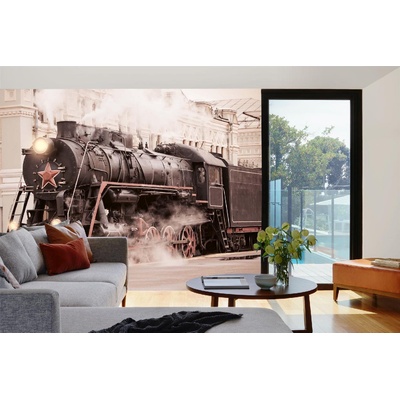 DIMEX ART Самозалепваща се флизелинова фототапета ретро парен влак 375 x 250 см