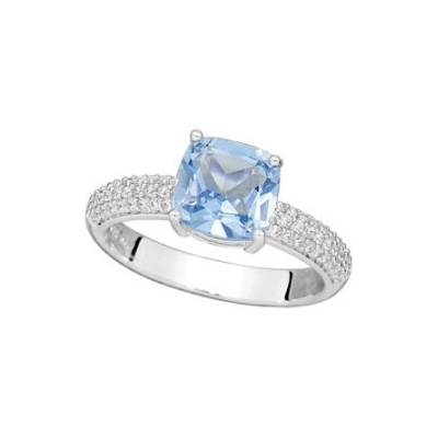 JVD SVLR0910SH8M4 Stříbrný prsten s modrým kamenem a zirkony