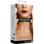 Ouch! Diamond Studded Collar with Leash Black