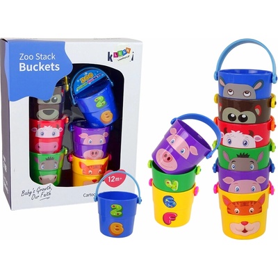 LEAN TOYS Sada farebných vedier so zvieratkami pyramída